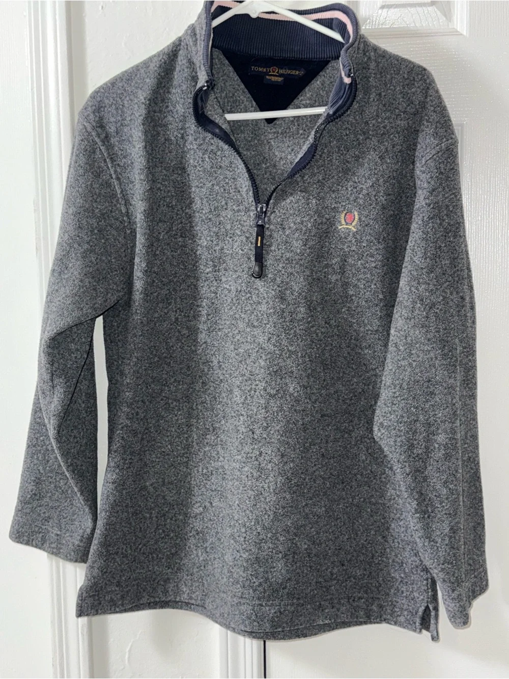 Tommy Hilfiger Men's Gray Half-Zip Sweater with Subtle Logo